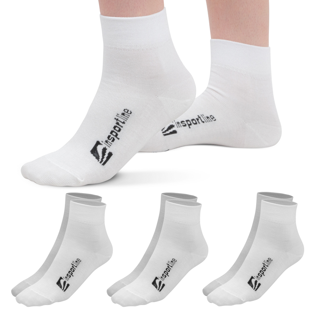 Bambusové střední ponožky inSPORTline Silvatic Mid AG+ antibakteriální - 3 páry bílá 35