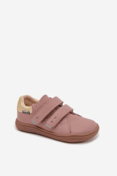 Bartek Dětské kožené barefoot boty růžové