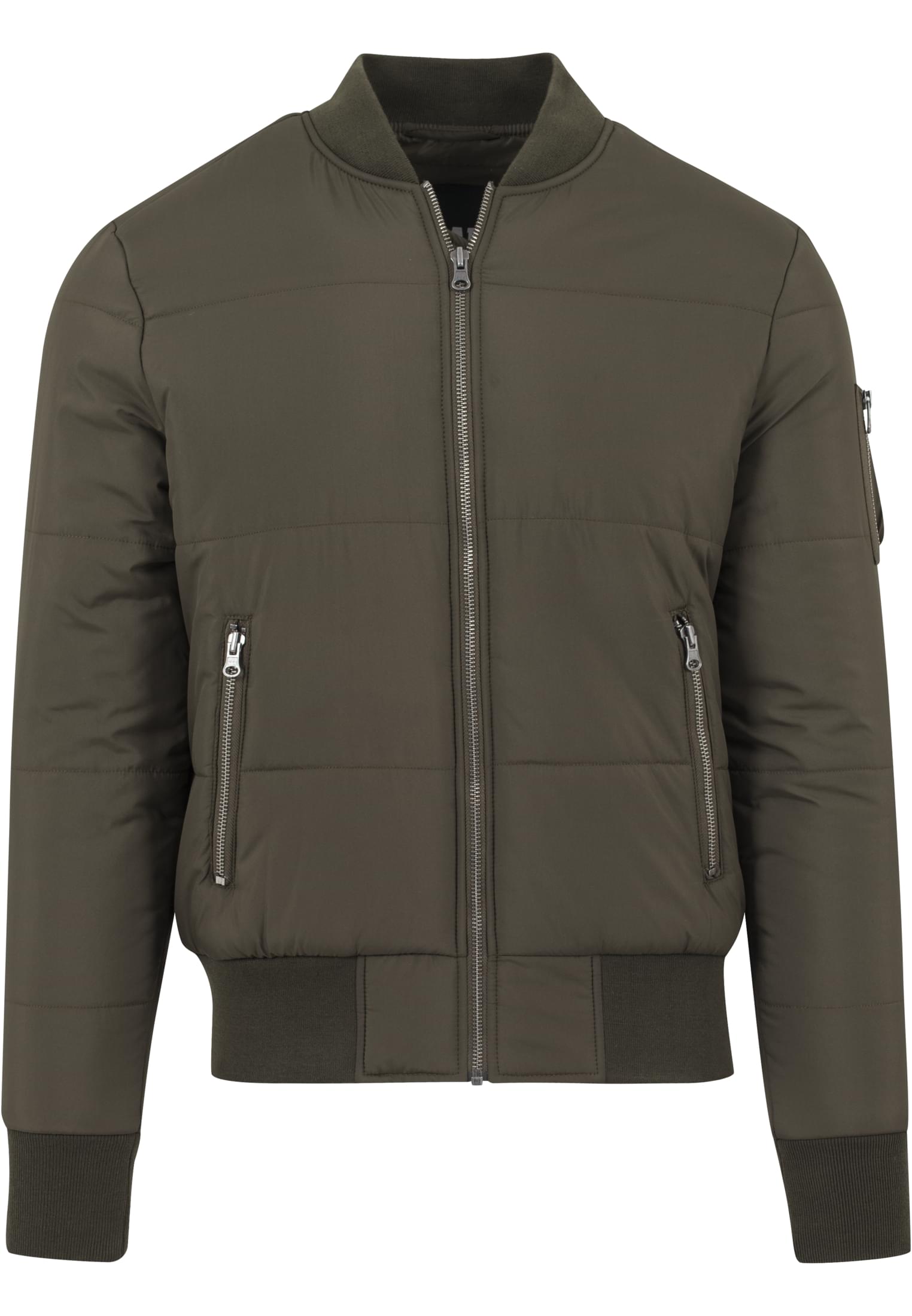 Basic Quilt Bomber Jacket olivová