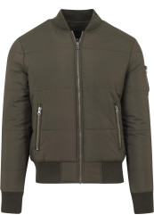 Basic Quilt Bomber Jacket olivová