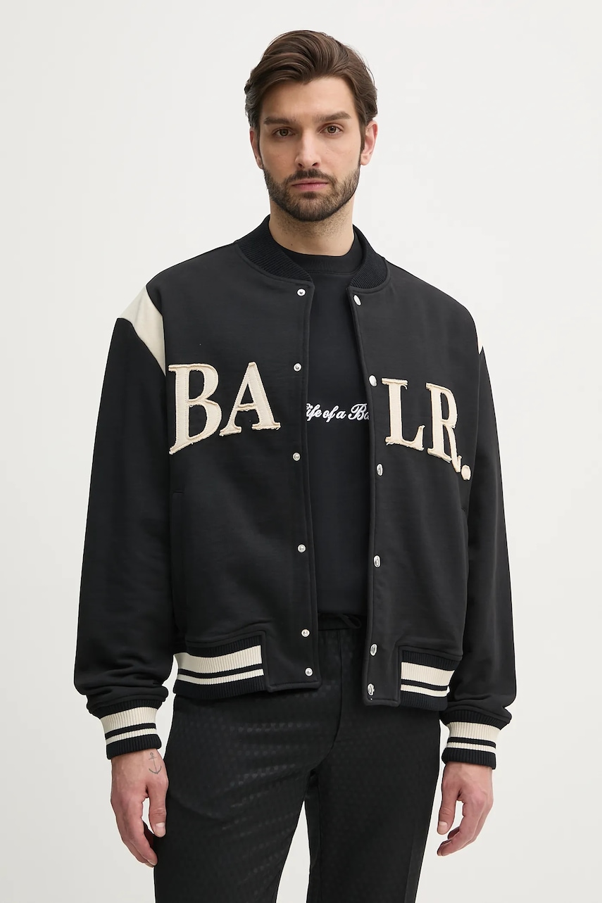 Bavlněná bomber bunda BALR. černá barva, oversize, B1381.1021