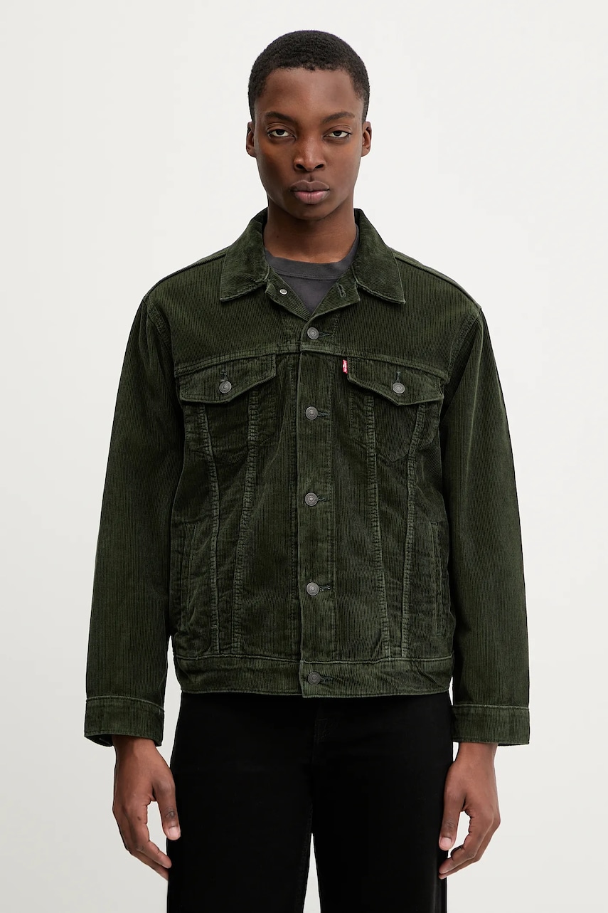Bavlněná bunda Levi's zelená barva, přechodná, A5782