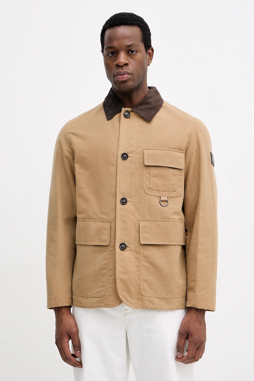 Bavlněná bunda Tommy Hilfiger béžová barva, přechodná, MW0MW41925