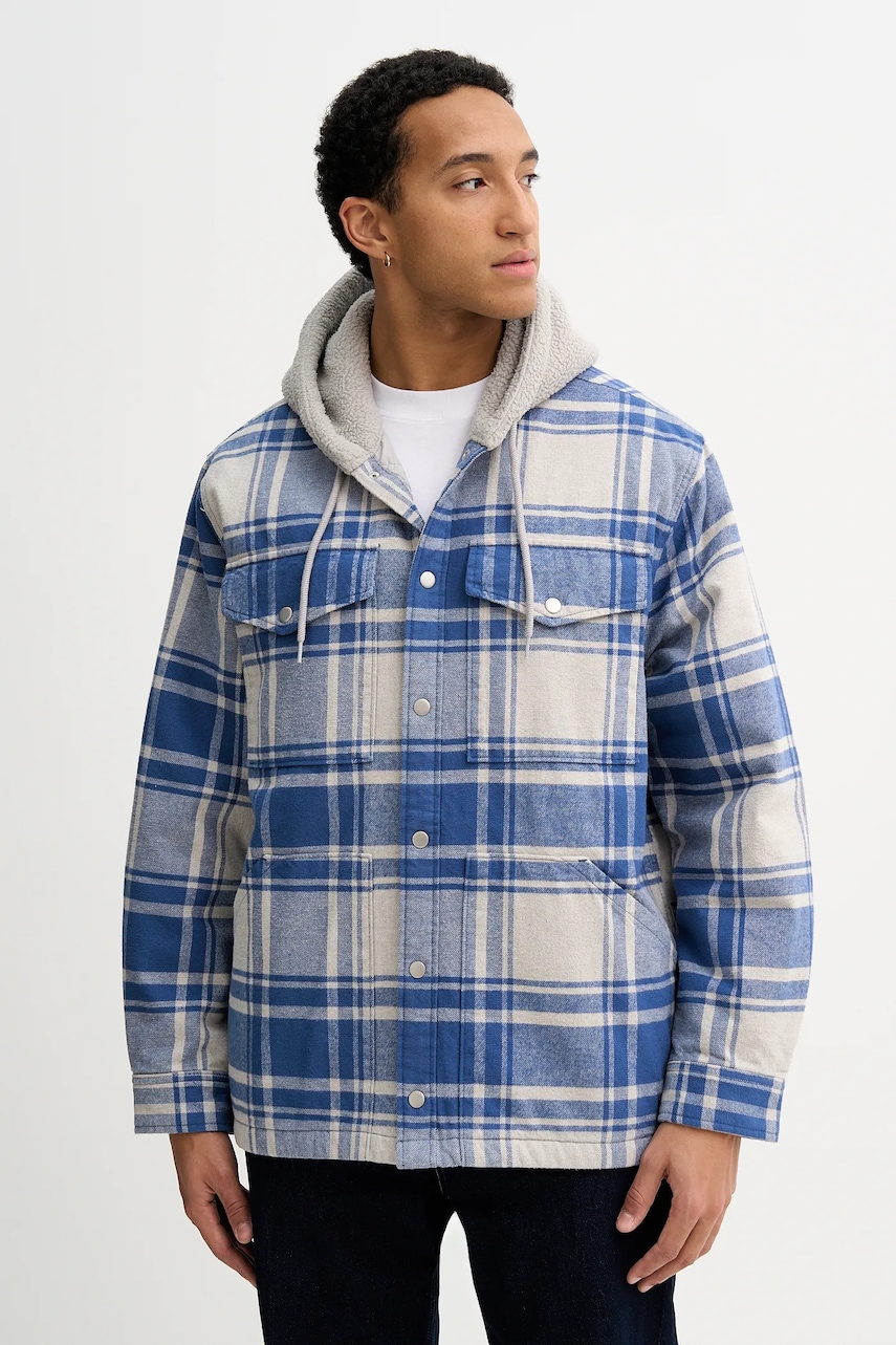 Bavlněná bunda Vans modrá barva, zimní, VN000P7VF0R1