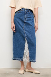 Bavlněná džínová sukně Answear.LAB modrá barva, midi