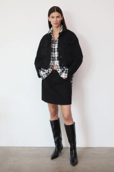 Bavlněná džínová sukně Medicine černá barva, mini