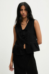 Bavlněná halenka Answear.LAB dámská, černá barva, hladká