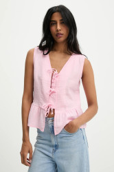 Bavlněná halenka Answear.LAB dámská, růžová barva, hladká