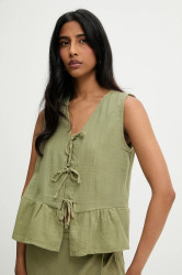 Bavlněná halenka Answear.LAB dámská, zelená barva, hladká
