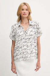 Bavlněná halenka Karl Lagerfeld dámská, béžová barva, vzorovaná, A3W11039