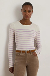 Bavlněná halenka Lauren Ralph Lauren dámská, béžová barva, vzorovaná, 200980046