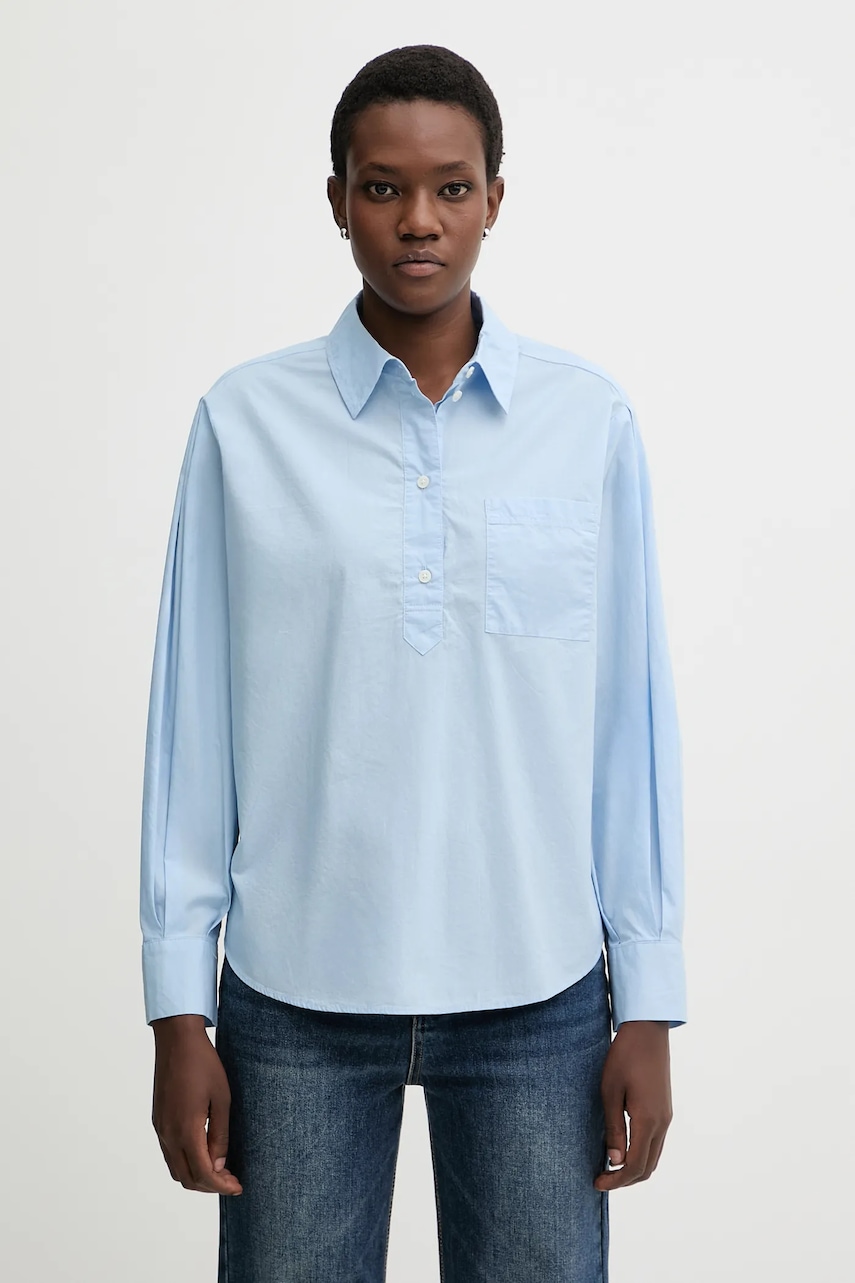 Bavlněná halenka Marc O'Polo dámská, modrá barva, hladká, 5000007470