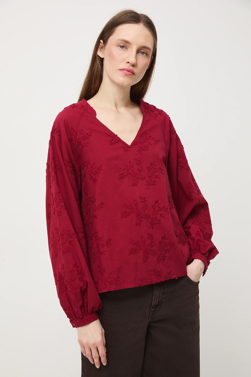 Bavlněná halenka Medicine dámská, červená barva, s aplikací