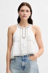 Bavlněná halenka Pepe Jeans dámská, béžová barva, s aplikací, PL305102