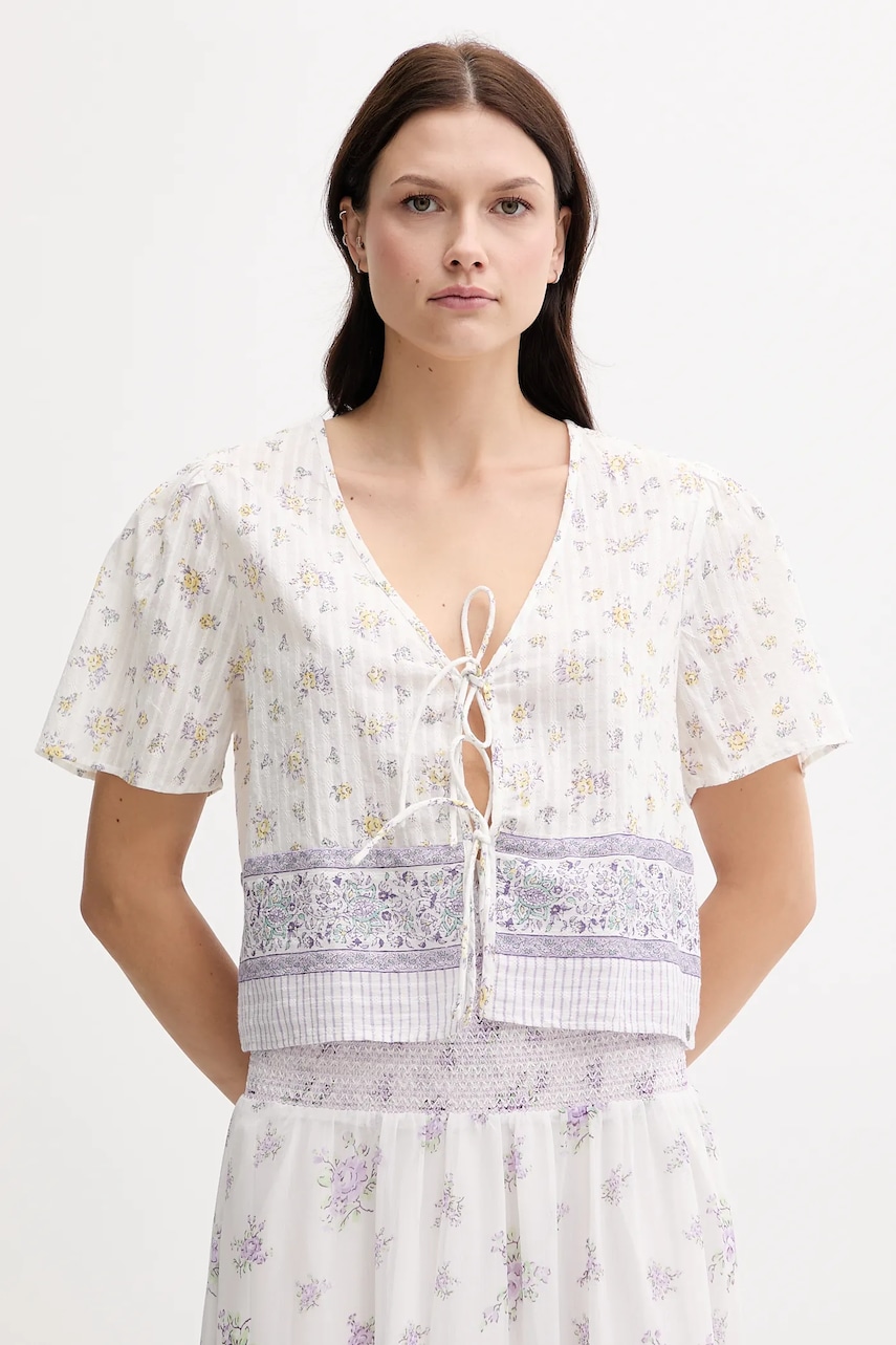 Bavlněná halenka Pepe Jeans dámská, béžová barva, vzorovaná, PL305106