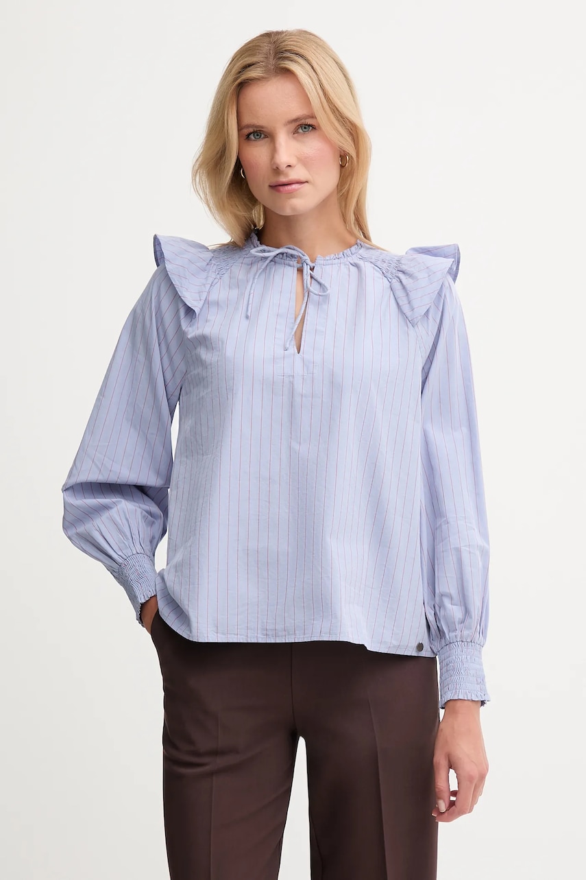 Bavlněná halenka Pepe Jeans dámská, modrá barva, vzorovaná, PL3051254