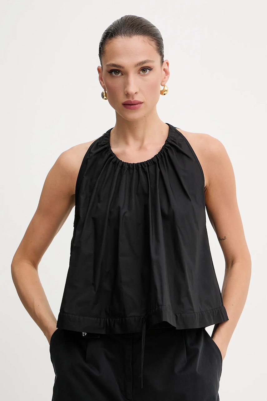 Bavlněná halenka Pinko dámská, černá barva, hladká, 104953 A2CR