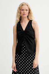 Bavlněná halenka Renewed creative upcycling dámská, černá barva, hladká, Renewed INTU x Answear