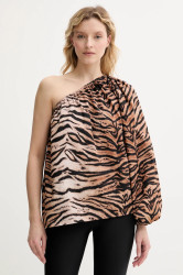 Bavlněná halenka The Sleeper dámská, hnědá barva, vzorovaná, GATP06A003N