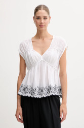 Bavlněná halenka United Colors of Benetton dámská, bílá barva, s aplikací, 5VZCDQ0C3