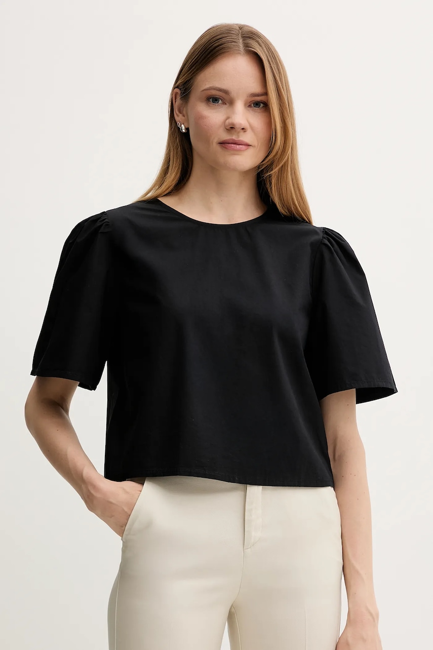 Bavlněná halenka United Colors of Benetton dámská, černá barva, hladká, 5AC7DQ0BP