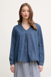 Bavlněná halenka United Colors of Benetton dámská, modrá barva, hladká, 5RZKDQ0BD