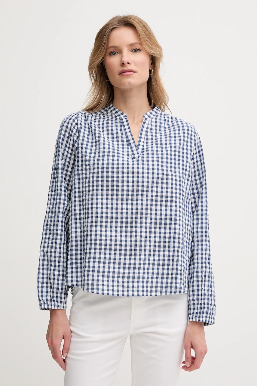 Bavlněná halenka United Colors of Benetton dámská, modrá barva, vzorovaná, 5XDKDQ0B8