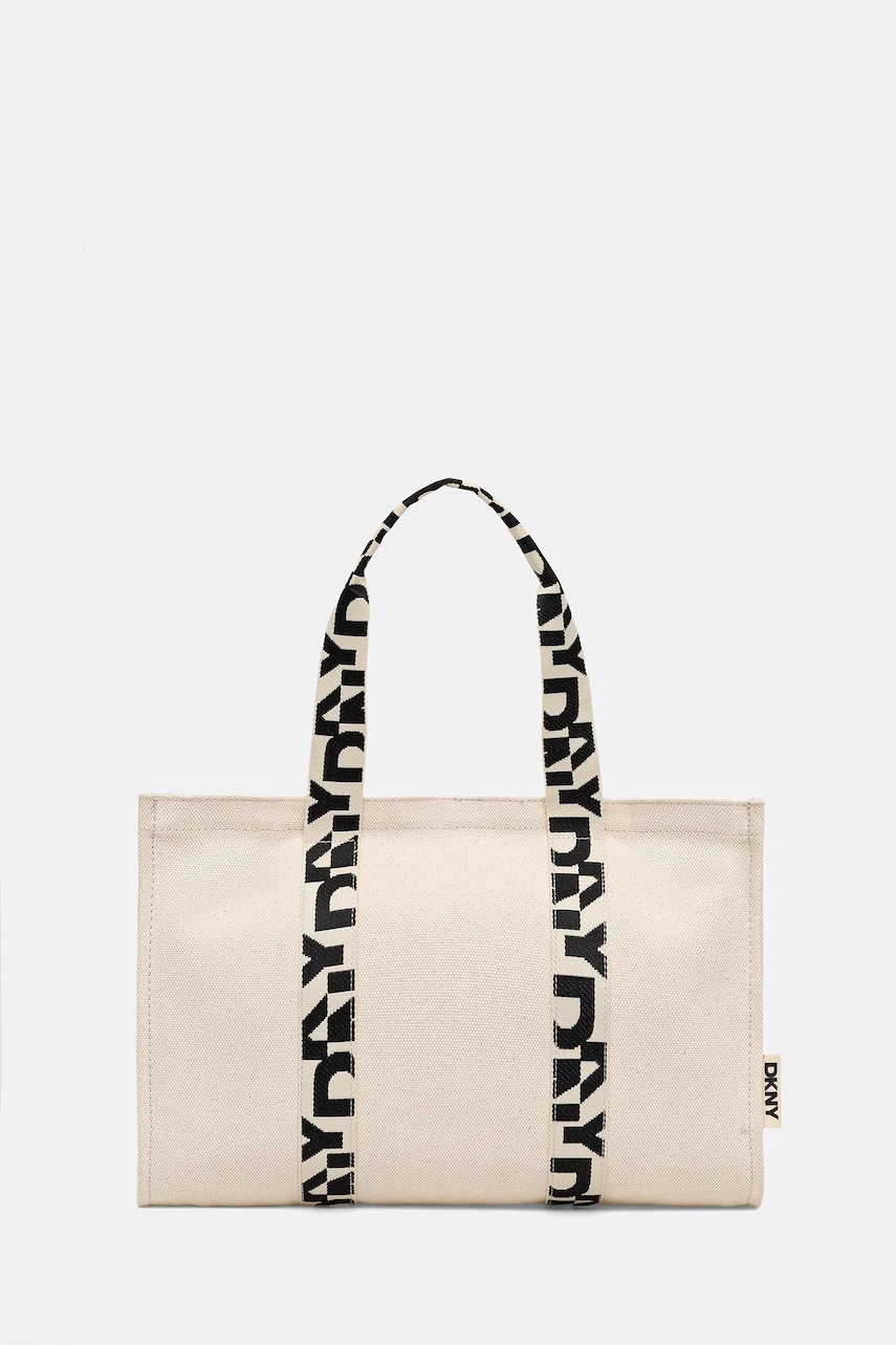 Bavlněná kabelka Dkny béžová barva, R54AGO39