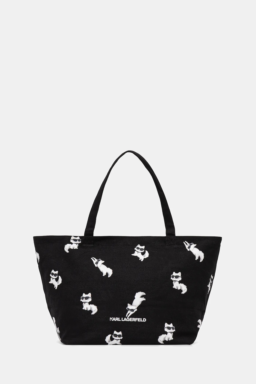 Bavlněná kabelka Karl Lagerfeld IKON černá barva, B1W50053