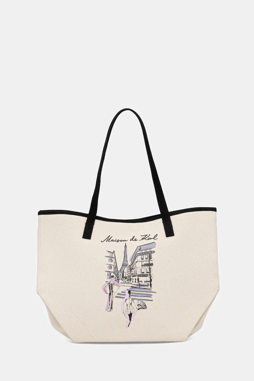 Bavlněná kabelka Karl Lagerfeld K/SKETCH béžová barva, A4W50057