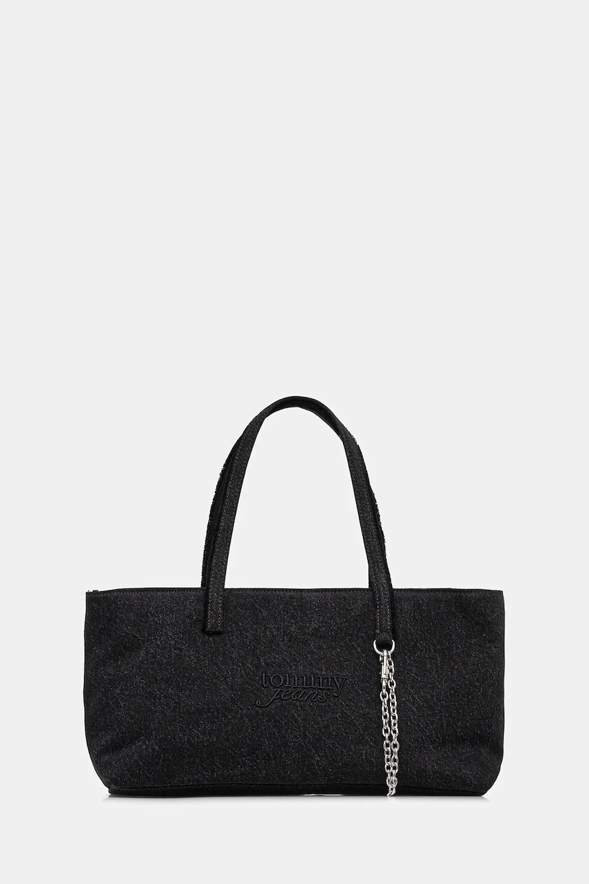 Bavlněná kabelka Tommy Jeans černá barva, AW0AW18268