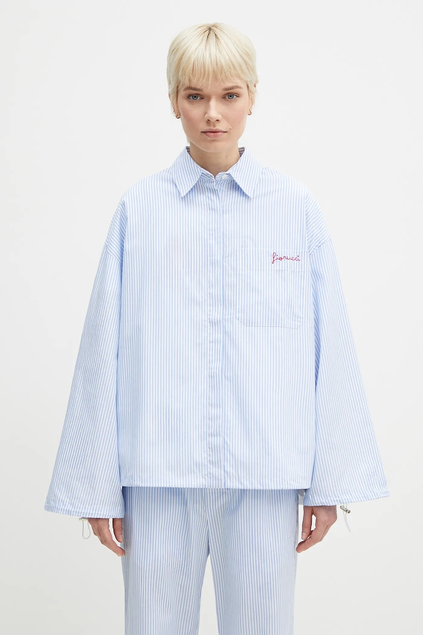 Bavlněná košile Fiorucci Striped Embroidered Drawstring Shirt