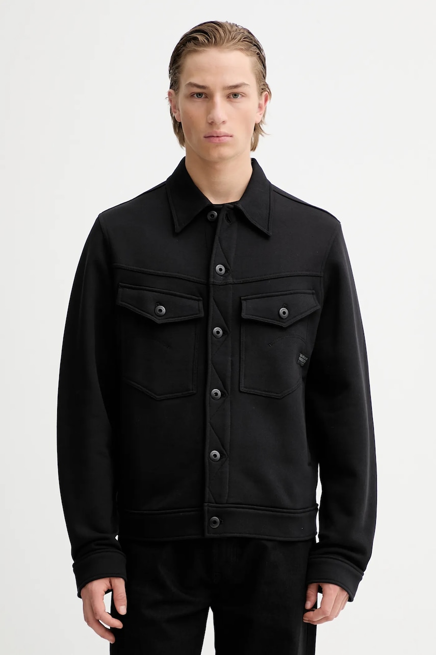 Bavlněná košilová bunda G-Star Dakota černá barva, přechodná, D27099-D395