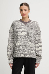 Bavlněná mikina adidas by Stella McCartney dámská, béžová barva, vzorovaná, JW4648