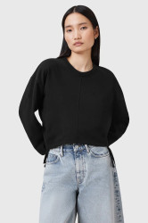 Bavlněná mikina AllSaints MIRA dámská, černá barva, hladká, W214JC