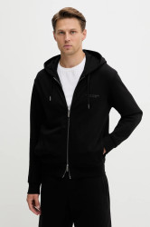 Bavlněná mikina Armani Exchange pánská, černá barva, s kapucí, hladká, XM001293 AF20934