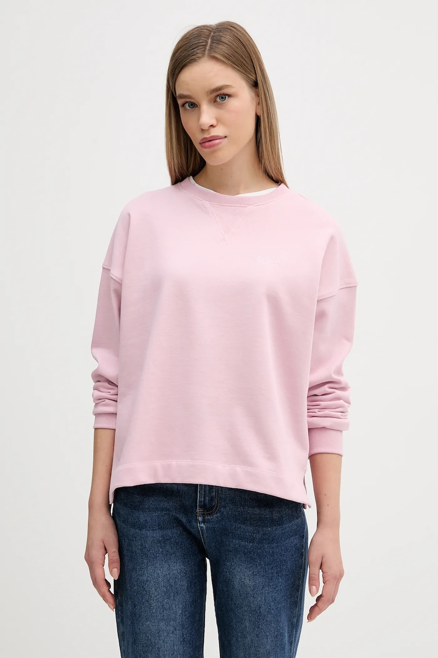 Bavlněná mikina Barbour Rosie dámská, růžová barva, s aplikací, LOL0666