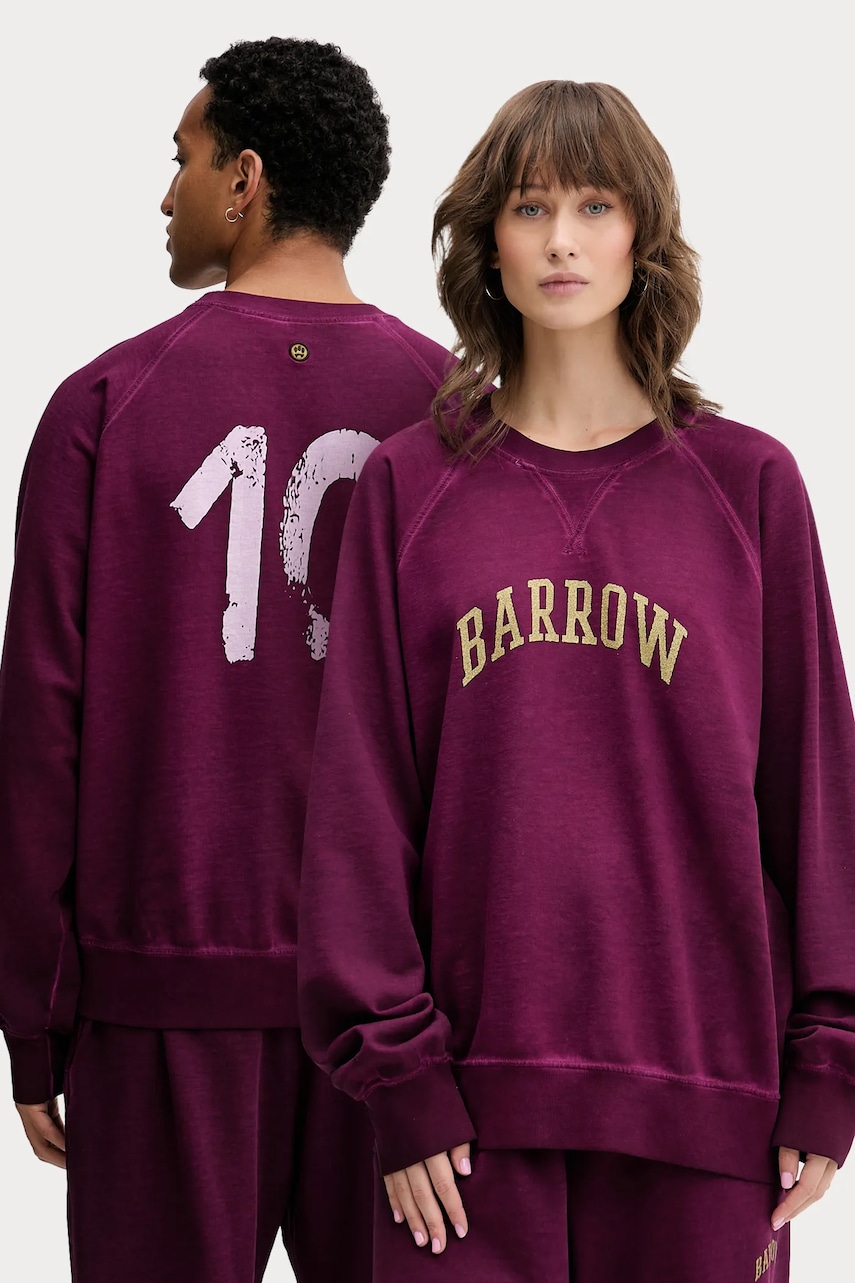 Bavlněná mikina Barrow fialová barva, s potiskem, F5BWUASW026