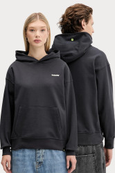 Bavlněná mikina Barrow šedá barva, s kapucí, s potiskem, F5BWUAHS068