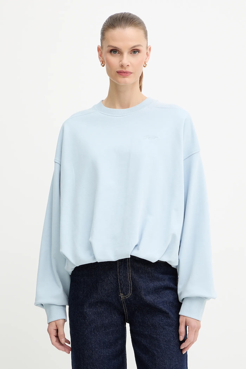 Bavlněná mikina BOSS Orange C_Efem_1 dámská, modrá barva, hladká, 50554908