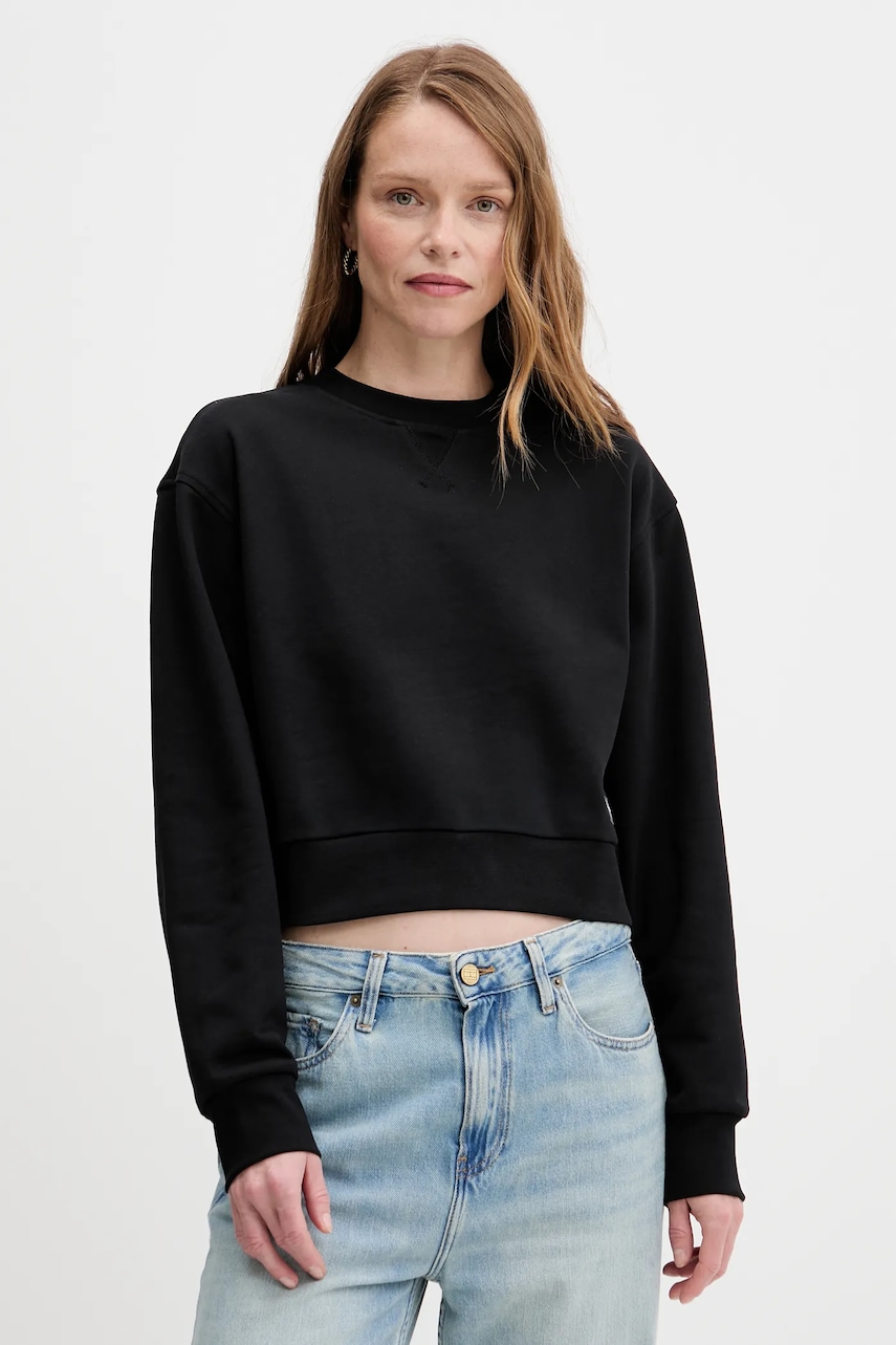 Bavlněná mikina Calvin Klein Jeans dámská, černá barva, hladká, LV047C911G