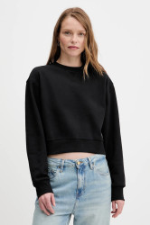 Bavlněná mikina Calvin Klein Jeans dámská, černá barva, hladká, LV047C911G