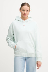 Bavlněná mikina Calvin Klein Jeans dámská, s kapucí, hladká, LV047D232G