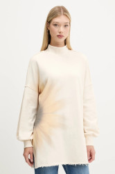 Bavlněná mikina Desigual FLOR dámská, béžová barva, vzorovaná, 25WWSK10