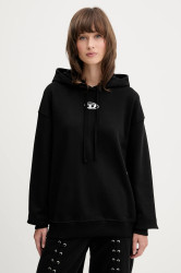 Bavlněná mikina Diesel F-BUXT-HOOD-OD dámská, černá barva, s kapucí, hladká, A19448.0BMBJ