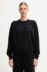 Bavlněná mikina Dkny dámská, černá barva, hladká, DP5T1406