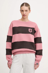 Bavlněná mikina EA7 Emporio Armani dámská, růžová barva, s aplikací, AF16427.7X000143