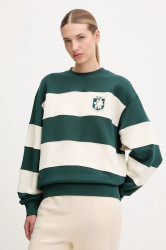 Bavlněná mikina EA7 Emporio Armani dámská, zelená barva, s aplikací, AF16427.7X000143