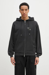 Bavlněná mikina Filling Pieces Topiary pánská, šedá barva, s kapucí, s potiskem, 80699840626