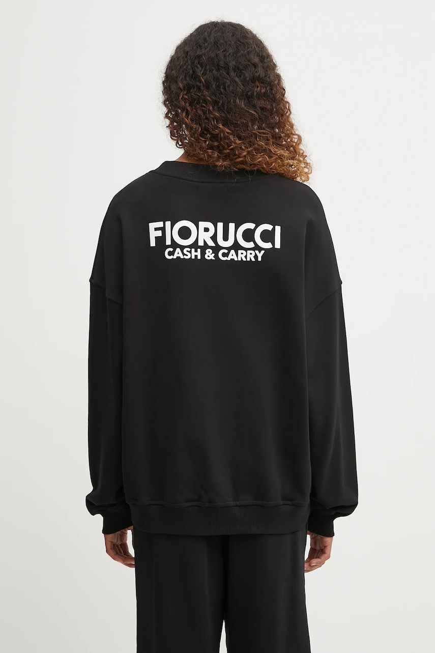 Bavlněná mikina Fiorucci Cash and Carry Print Relaxed Crewneck dámská, černá barva, s potiskem, W02FPSCR188CJ01BK01